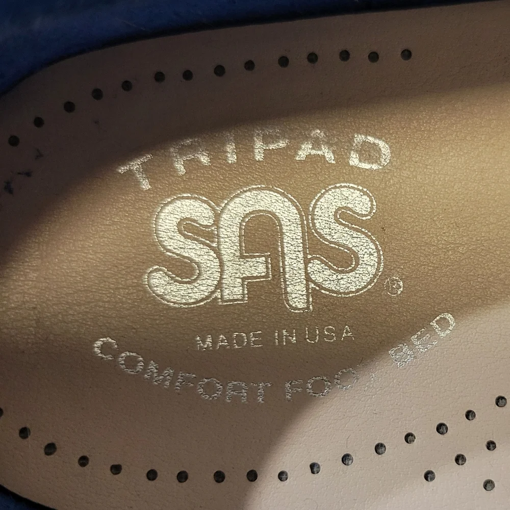 SAS Savvy Blue Nubuck Suede‎ Leather Slip On Comfort Orthotic Penny Loafers 8.5